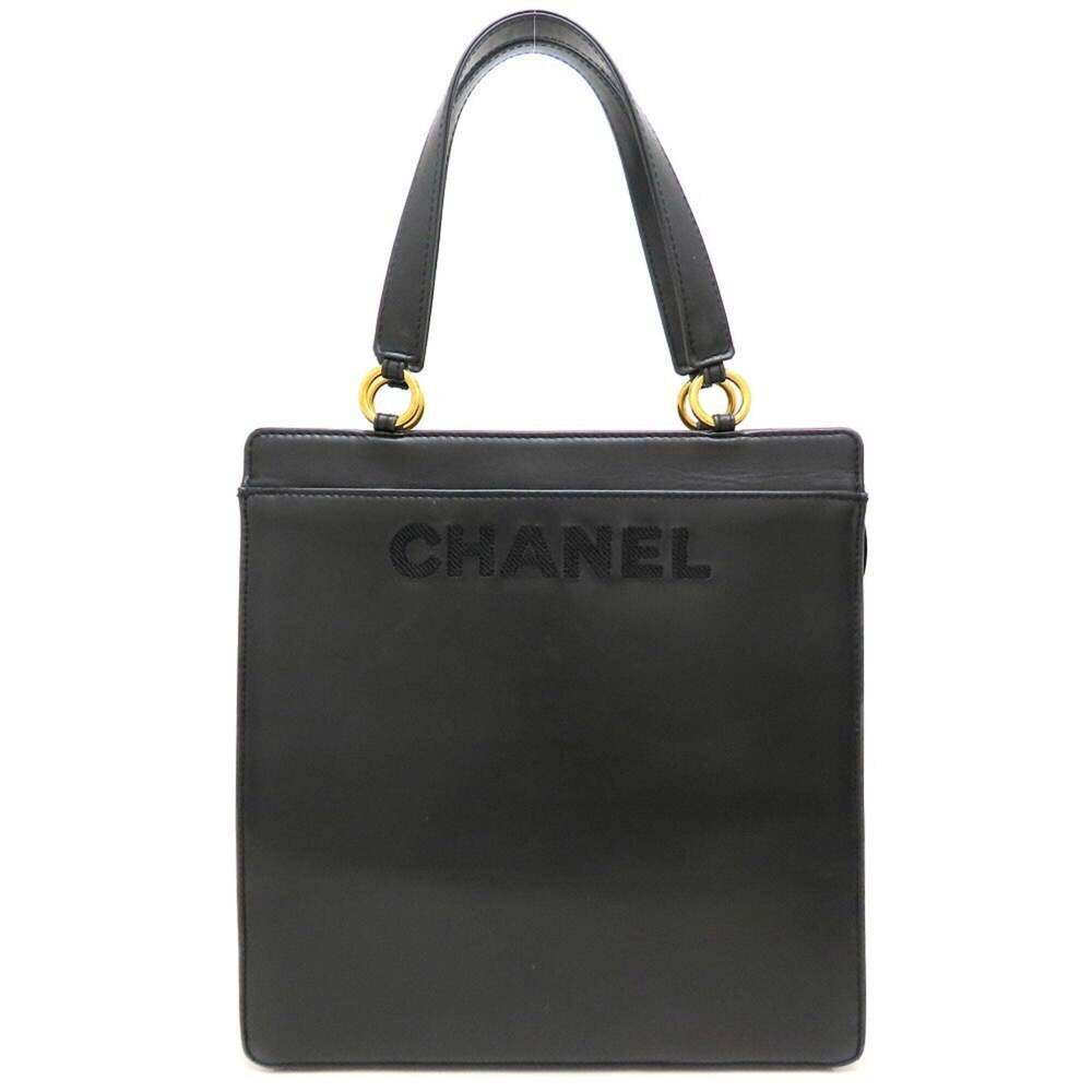 CHANEL Black Lambskin Leather Tote Bag